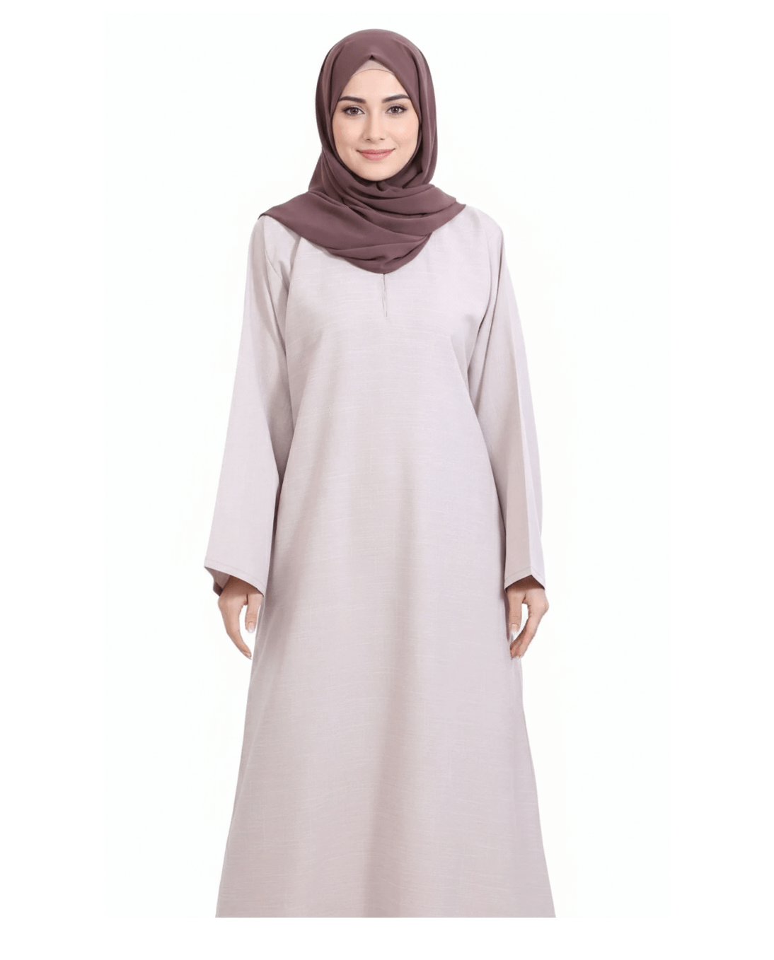 Melange Linen Closed Abaya With Wide Sleeves